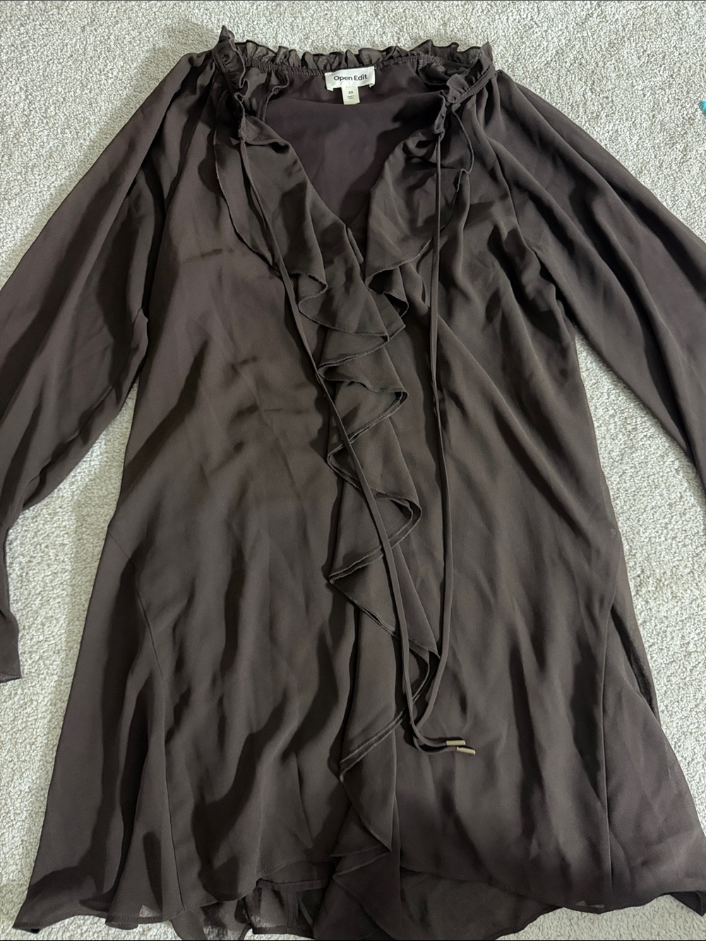 Open Edit Ruffle Chiffon Shift Dress - Picture 4 of 7